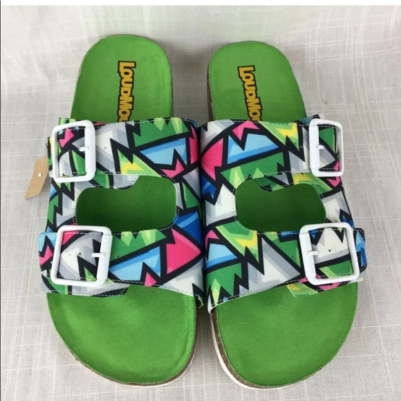 LoudMouth Baylor Slip-On Sandals Open Toe Retro 90s Save By Bell NWT‎ - Picture 1 of 6